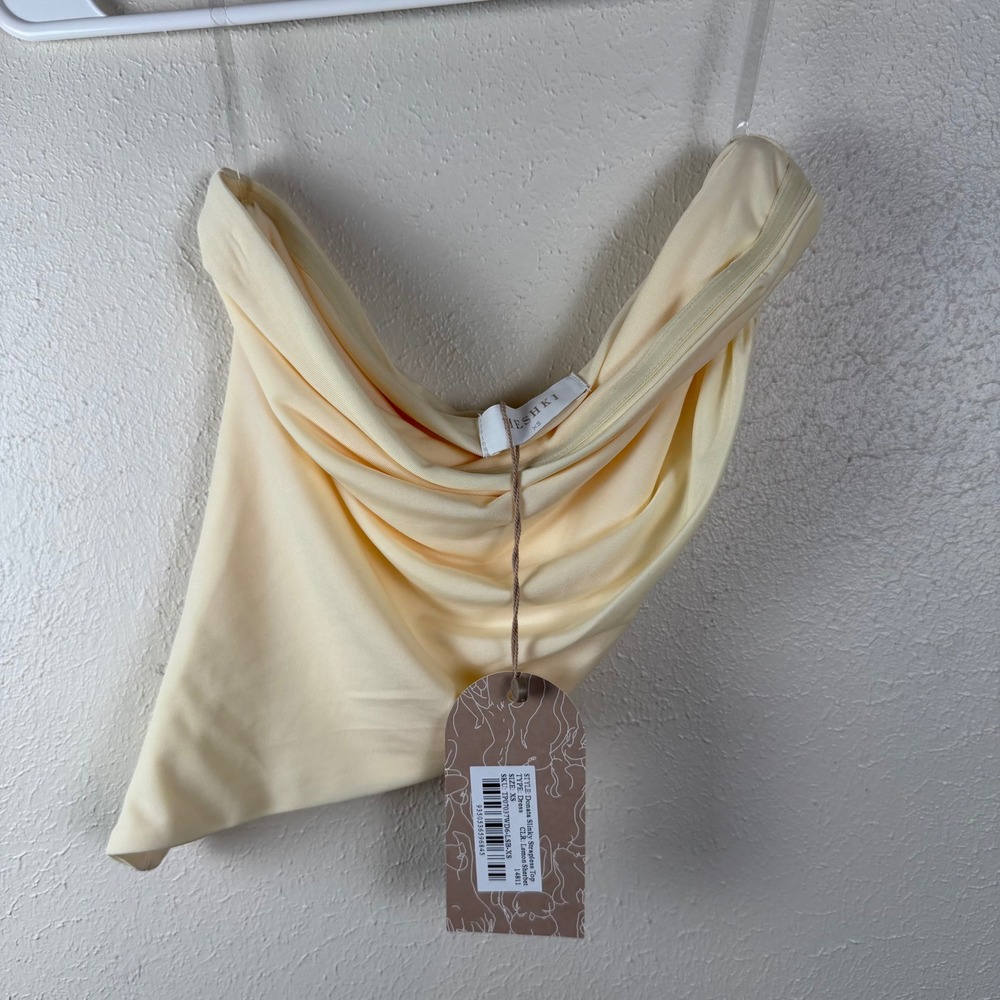 Meshki Donata Slinky Strapless Top Lemon Sherbet Yellow XS NEW